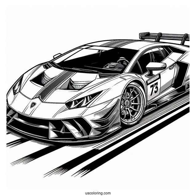 Detailed Lamborghini Race Car Coloring Page