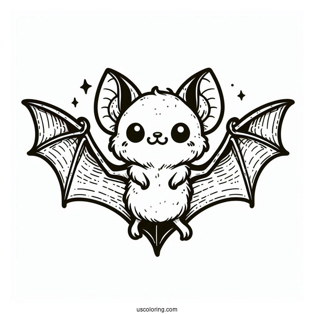 Little Brown Bat Coloring Page In The Air