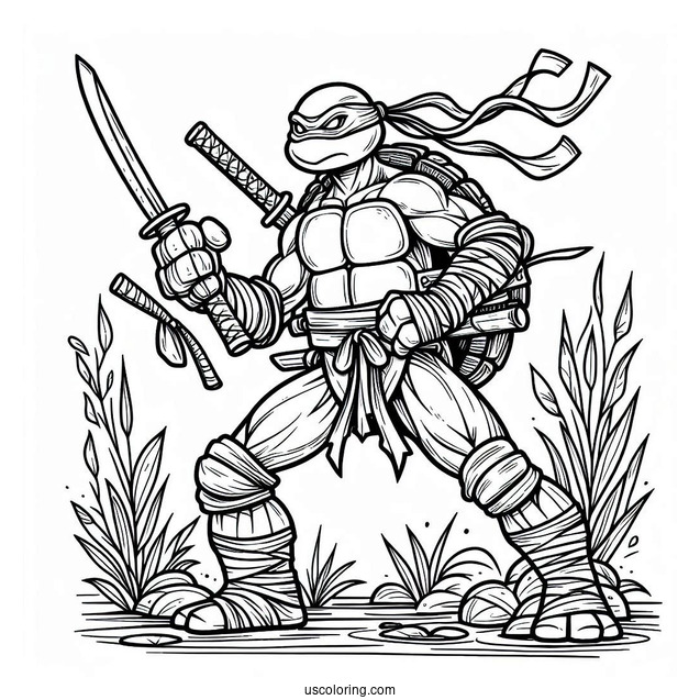 Detailed Ninja Turtles Coloring Page