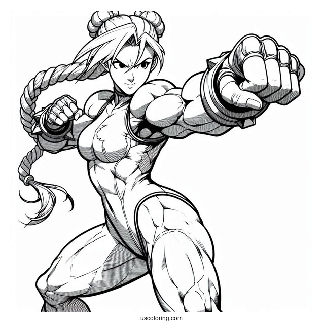 Street Fighter Coloring Page Of Cammy White In Battle Pose