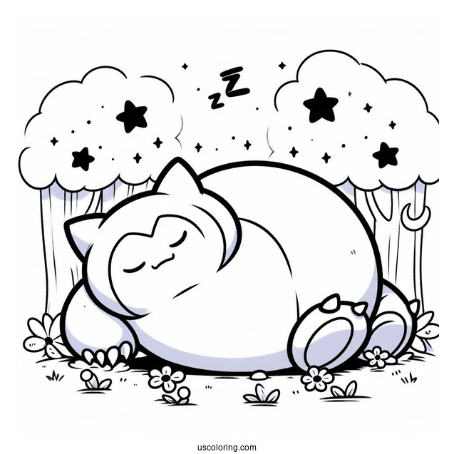 Easy Sleeping Snorlax Coloring Page