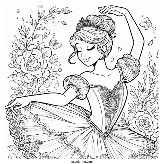 Cinderella Ballerina Coloring Page