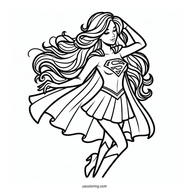 Simple Supergirl Coloring Page For Kids
