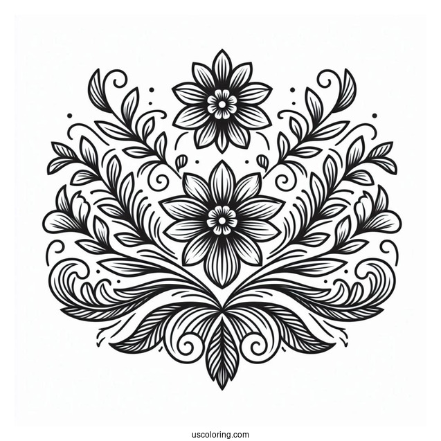 Elegant Floral Pattern Coloring Page
