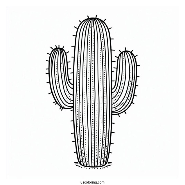 Simple Outline Of a Saguaro Cactus To Color