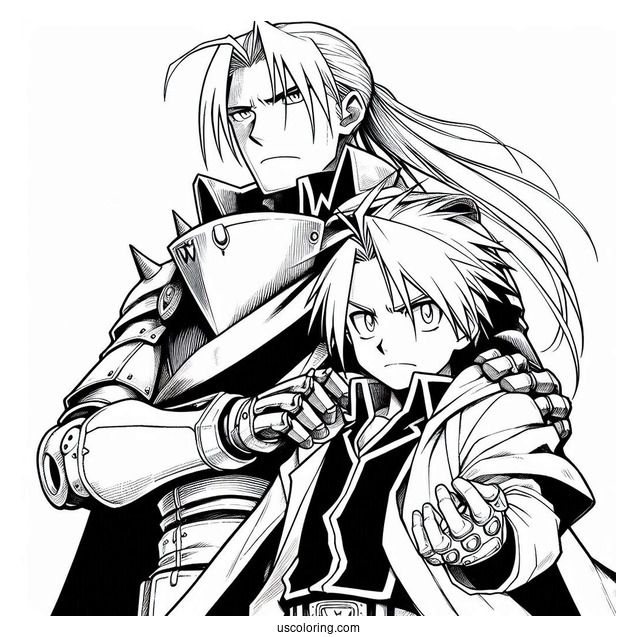 Manga Coloring Page Of Fullmetal Alchemist Edward And Alphonse Elric