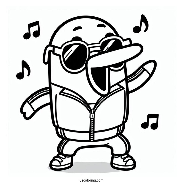 Sing Coloring Page Of Gunter Singing And Dancing In Tracksuit For Kids