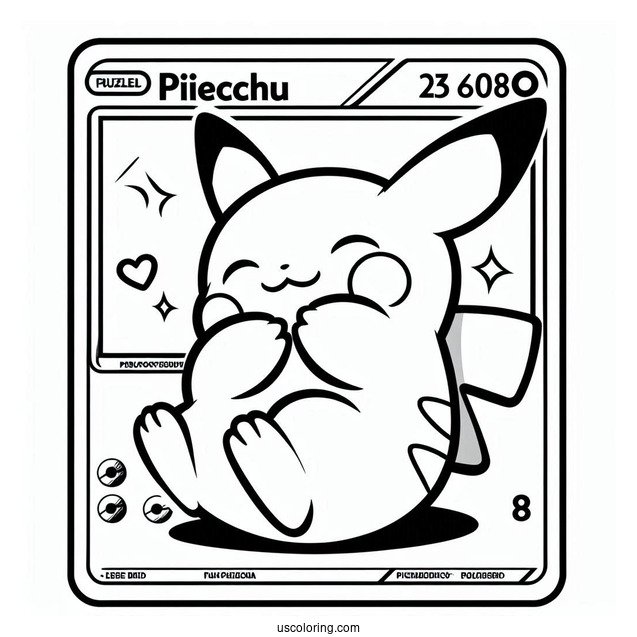 Pikachu Nuzzle Pokemon Card Coloring Page