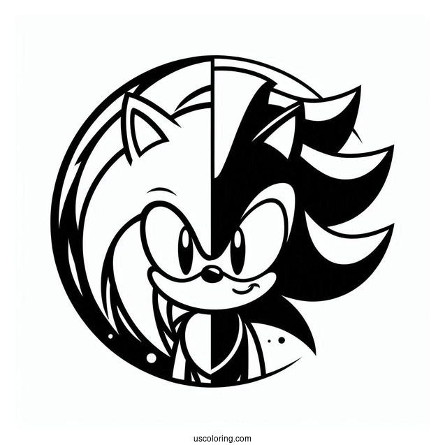 Creative Half Sonic Half Shadow Coloring Page