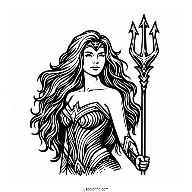 Easy Aquaman Coloring Page Trident For Kids