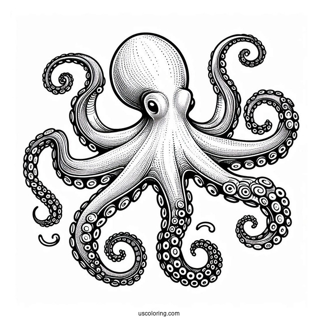 Realistic Smoothskin Octopus Coloring Page