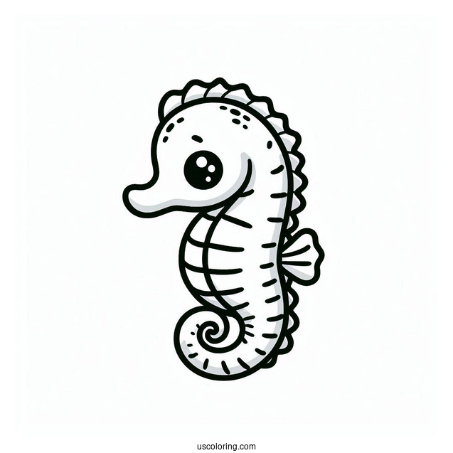 Cartoon Seahorse Coloring Sheet