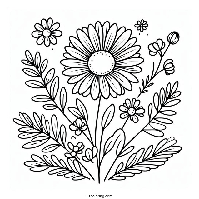 Flower Coloring Pages Of Simple Outline Of Daisies For Preschoolers