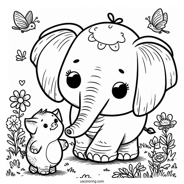 Elephant And Piggie Coloring For Preschoolers