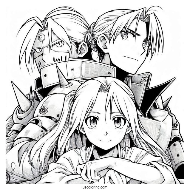 Manga Coloring Page Of Fullmetal Alchemist Edward And Alphonse Elric