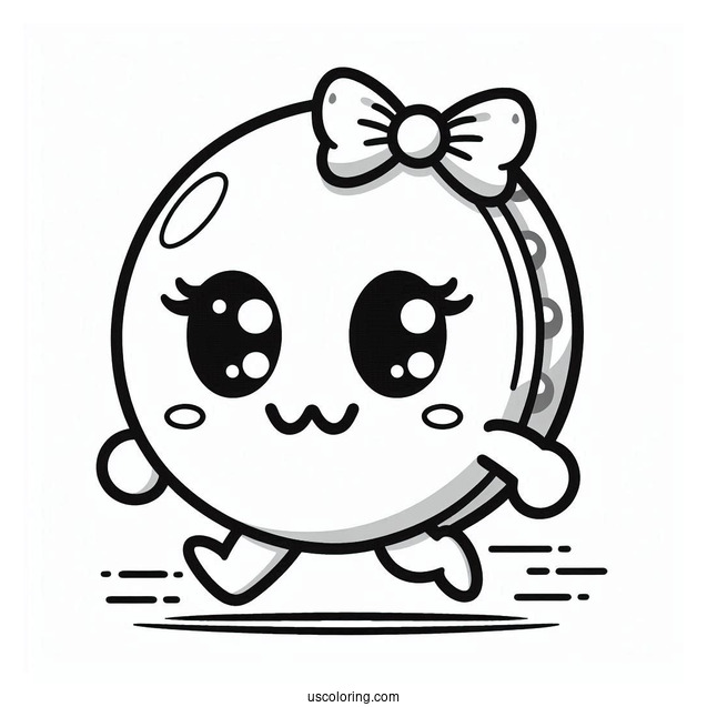Kawaii Mrs. Pac-Man Coloring Page For Kids