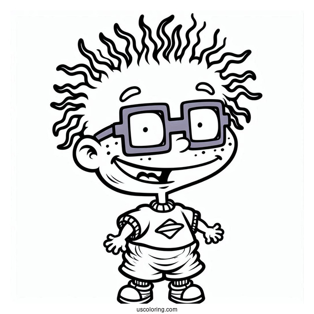 Rugrats Coloring Page Of Simple Chuckie Finster Outline For Kids
