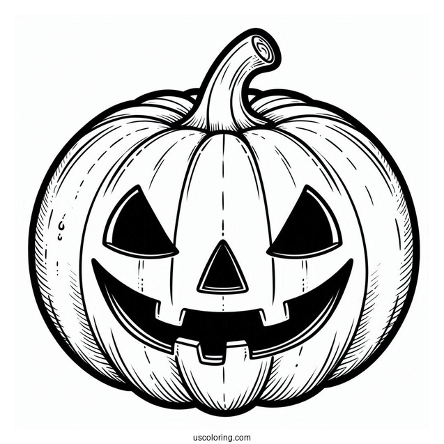 Simple Jack O Lantern Pumpkin Coloring Page Template To Color