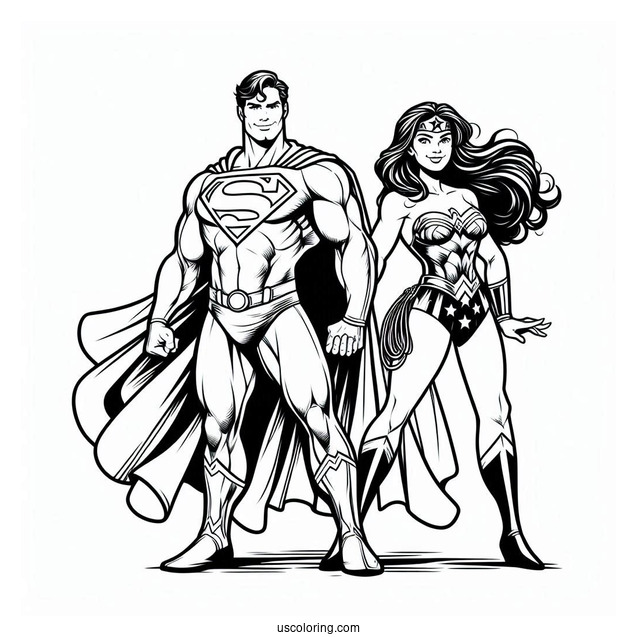Superman And Wonder Woman Coloring Sheet