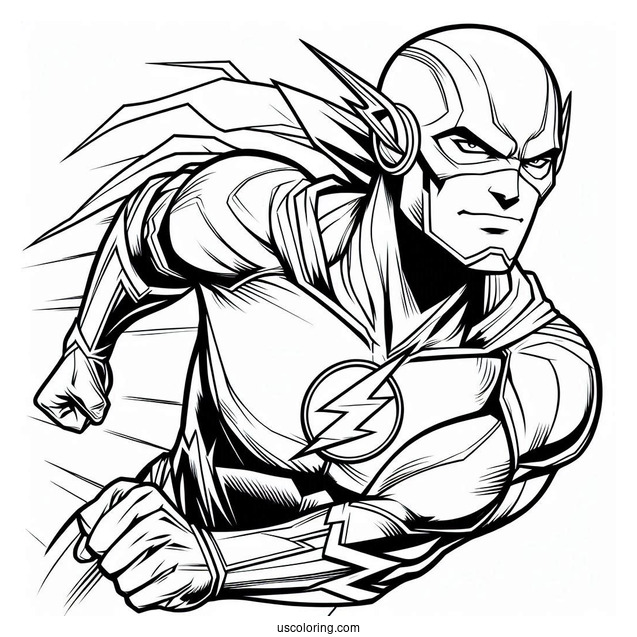 Justice League Coloring Page Of Easy Outline Of The Flash