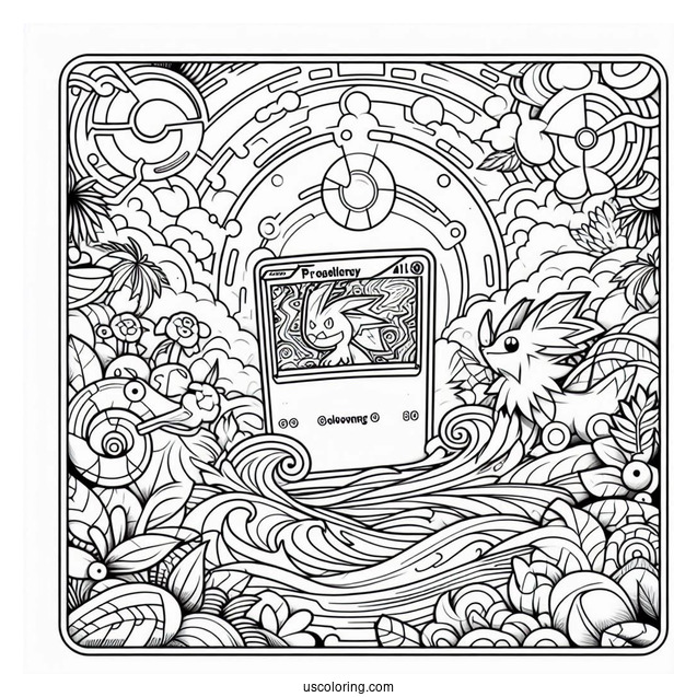 Pokemon Card Back Cover Coloring Sheet For Kids