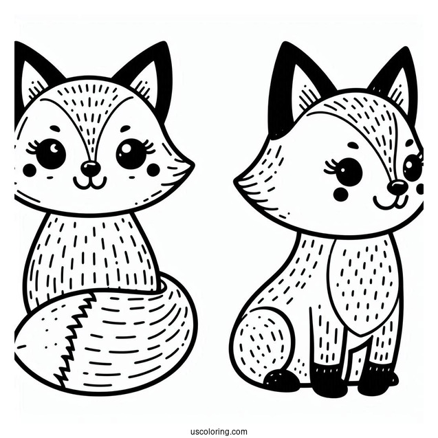 Simple Fox Coloring Page For Kids