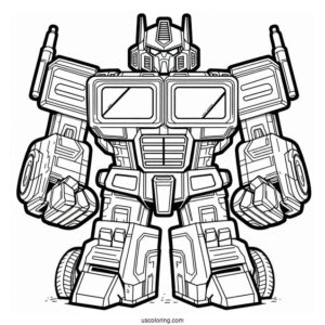 Cute Cartoon Optimus Prime Coloring Page For Preschoolers