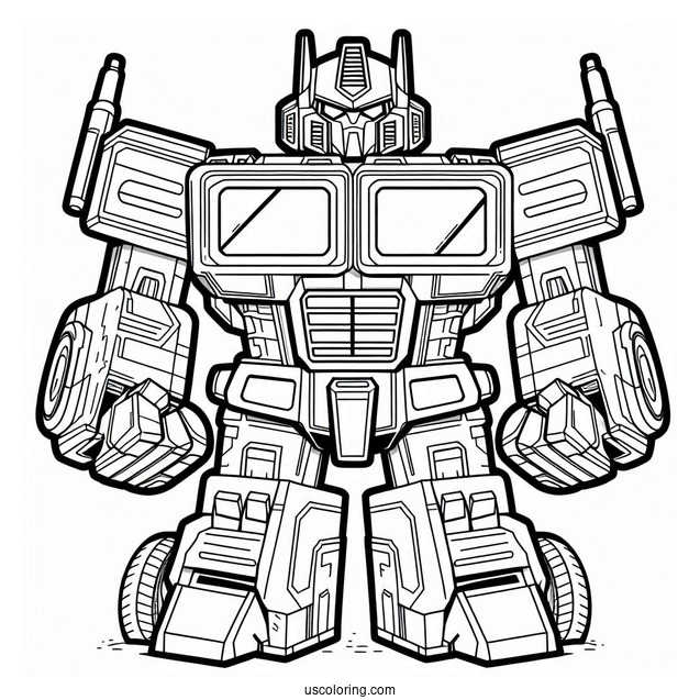Cute Cartoon Optimus Prime Coloring Page For Preschoolers
