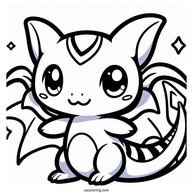 Kawaii Rayquaza Coloring Page For Kids