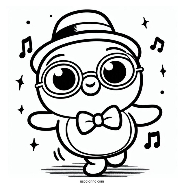 Pororo Coloring Page Of Harry With Bowtie Dancing