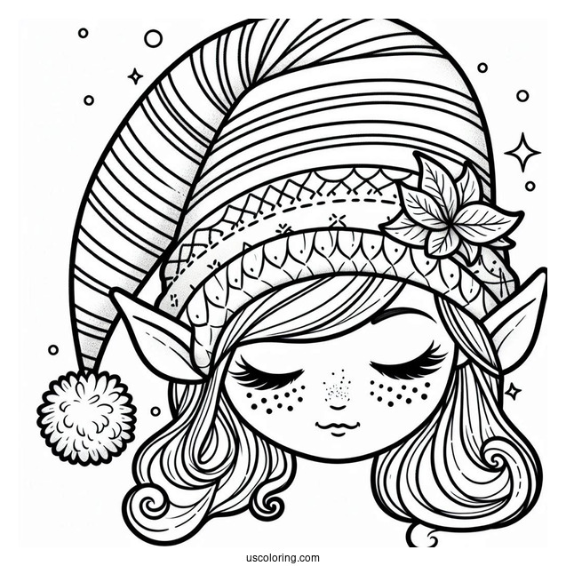 Coloring Page Of An Elf Hat