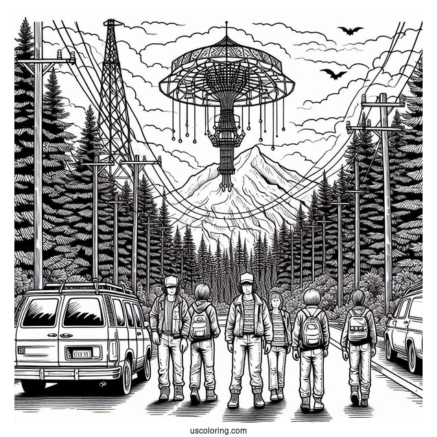 Detailed Stranger Things Coloring Sheet For Adults