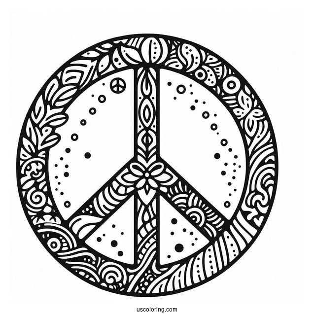 Easy Peace Coloring Page Sign To Color For Kids