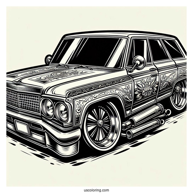 Cartoon Lowrider Coloring Page For Kids