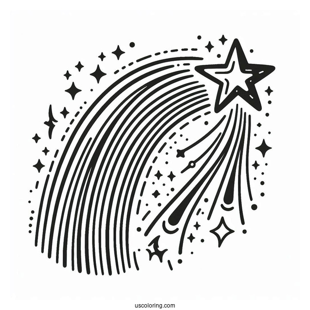 Rainbow Shooting Star Coloring Page