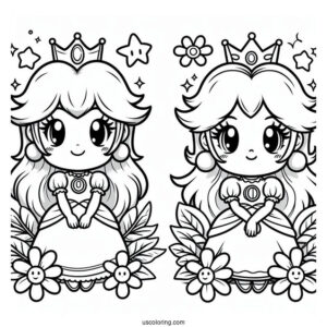 Princess Peach And Princess Daisy Coloring Page In Super Mario Bros