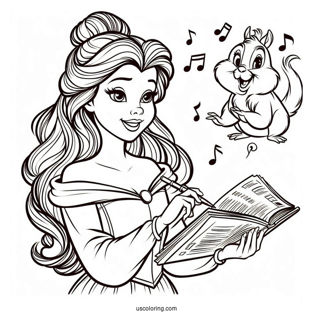 Belle Signing To Chip Coloring Page