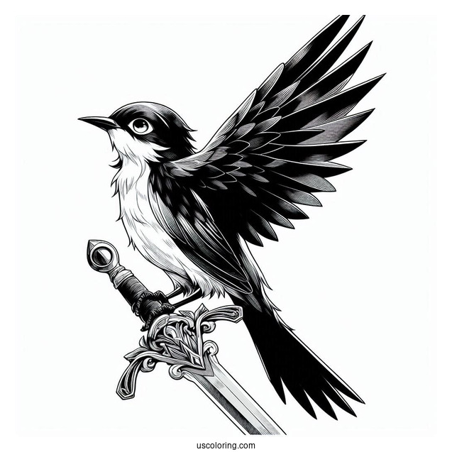 Manga Coloring Page Of Carciphona Manga Blackbird Holding Up Dagger