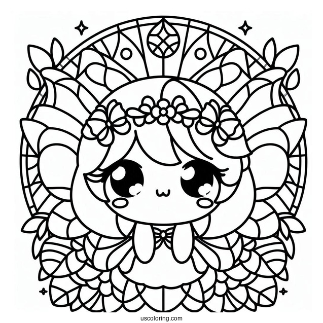 Kawaii Butterfly Stained Glass Coloring Page For Kids
