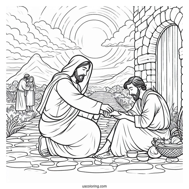 Jesus Coloring Page Healing The Sick On The Side Of The Road