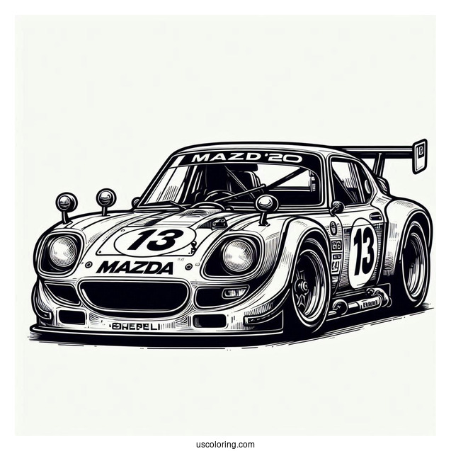 Old School Mazda Race Car Coloring Page