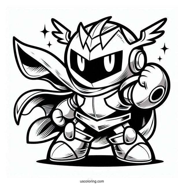 Super Smash Bros Coloring Page Of Meta Knight For Kids