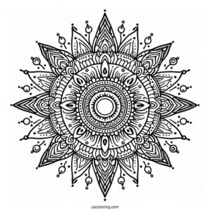 Sun Mandala With Normal Sun Coloring Page