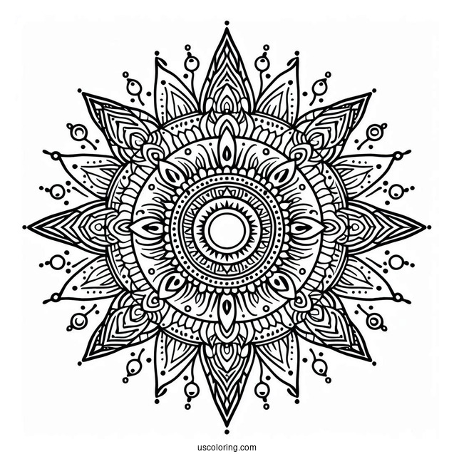 Sun Mandala With Normal Sun Coloring Page