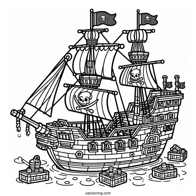 Lego Pirate Ship Coloring Page For Kids