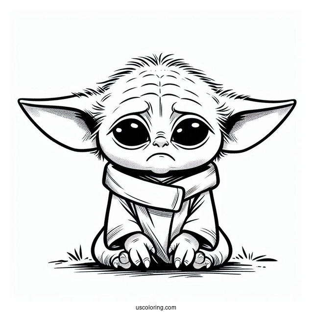 Upset Baby Yoda To Color