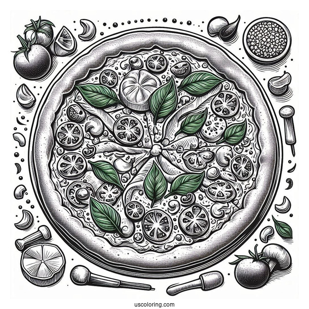 Authentic Italian Pizza Coloring Page