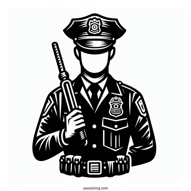 Black Police Officer Coloring Page
