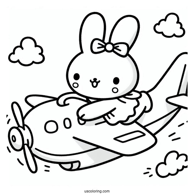 Miffy Coloring Page And Melanie Riding An Airplane