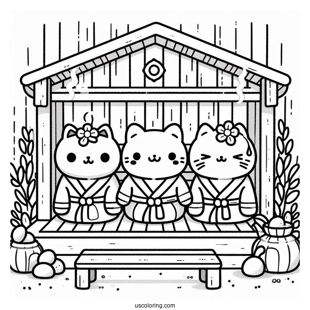 Sumikko Gurashi Coloring Page Of Friends In Japanese Sauna